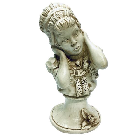 Vintage 1971 Resin J Kendrick - Set of 2 Bust Statues - Boy & Girl - Picture 2 of 9